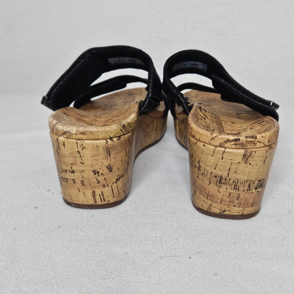 Vionic Atlantic Pepper Black Snakeskin Cork Wedge Sandals Size 9 Adjustable - Picture 4 of 8